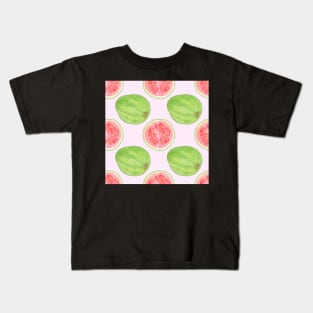 Bright watercolor tropical fruit pattern, guavas Kids T-Shirt